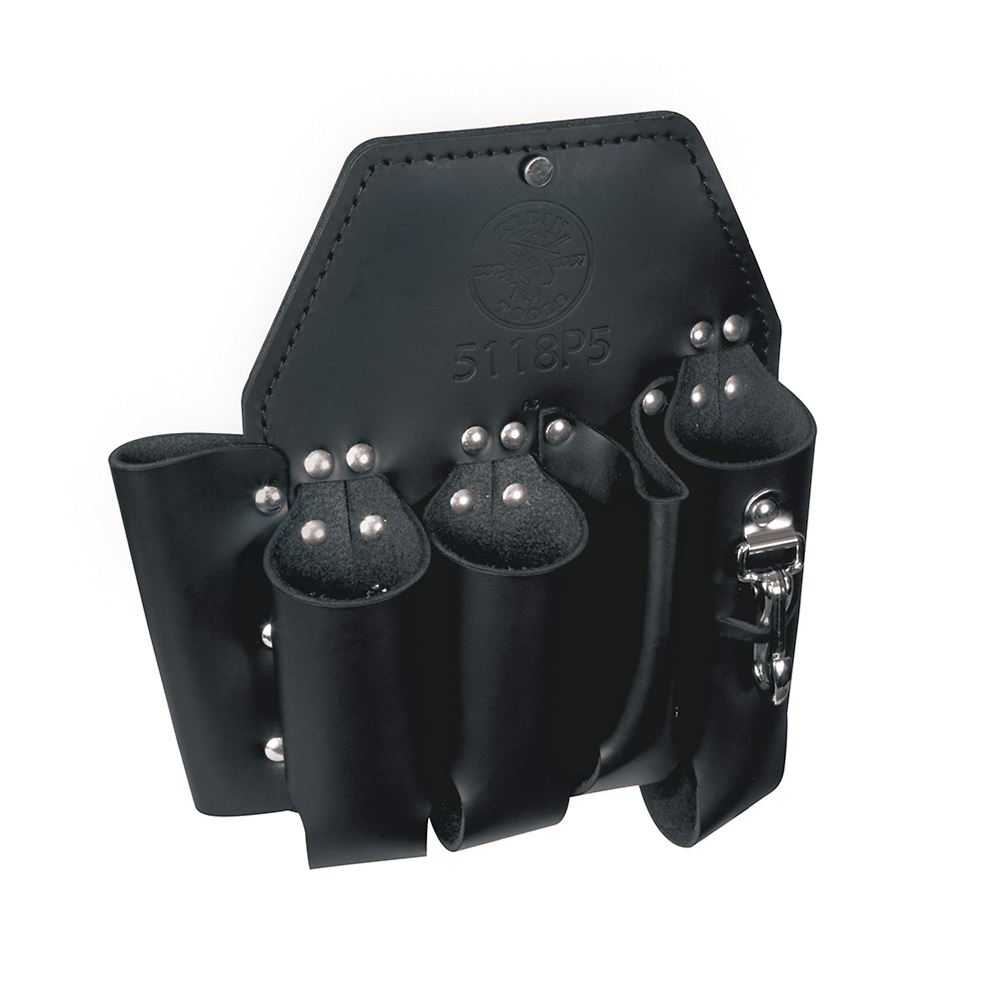 Klein Tools, 5 Pocket Tool Pouch 10 x 11in., Color Black, Pockets (qty.) 5 Material Leather, Model# 5118P5